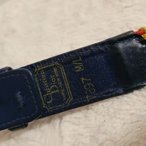 Vintage Womens Christian Dior Belt Yellow, Blue, Red Stretch Size M/L